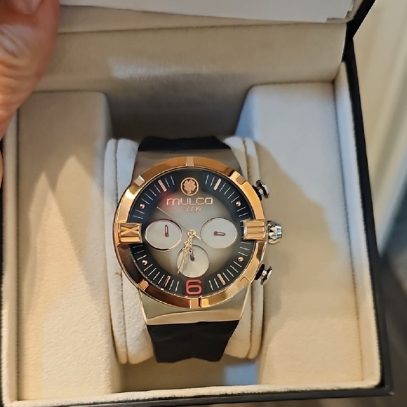 Mulco Two-Tone Black and Rose Gold Watch - Picture 1 of 3
